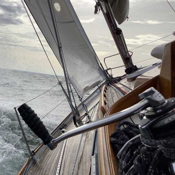 Sea trials on board of a sailing yacht (1)